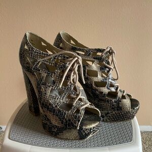 BRAND NEW MIA SNAKESKIN LACE UP HEELS